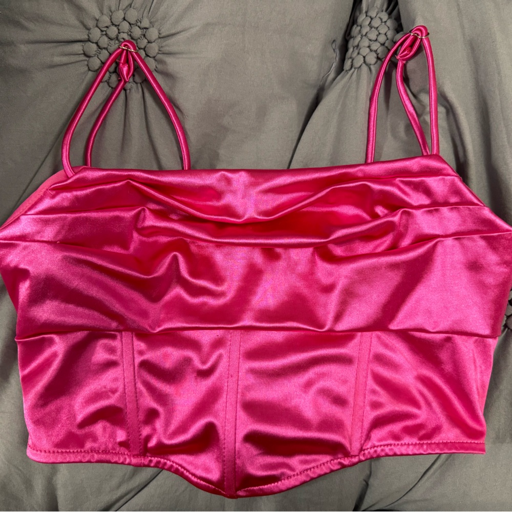 Satin Hot Pink going out top